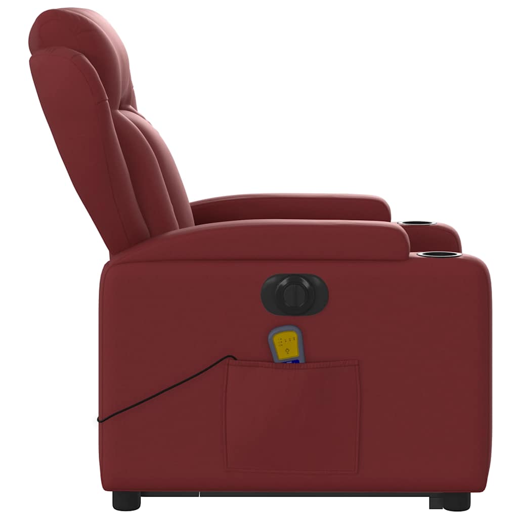 Poltrona Alzapersona Reclinabile Rosso Vino in Similpelle | homemem39