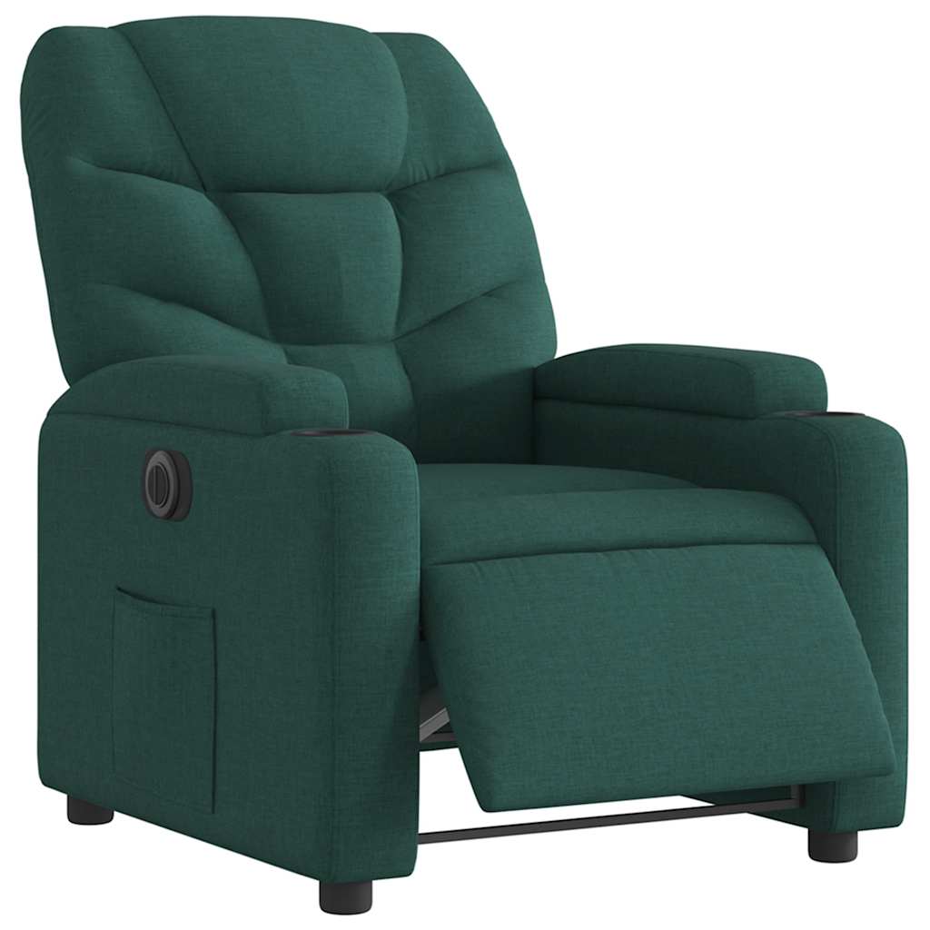 Poltrona Elettrica Reclinabile Verde Scuro in Tessuto | homemem39