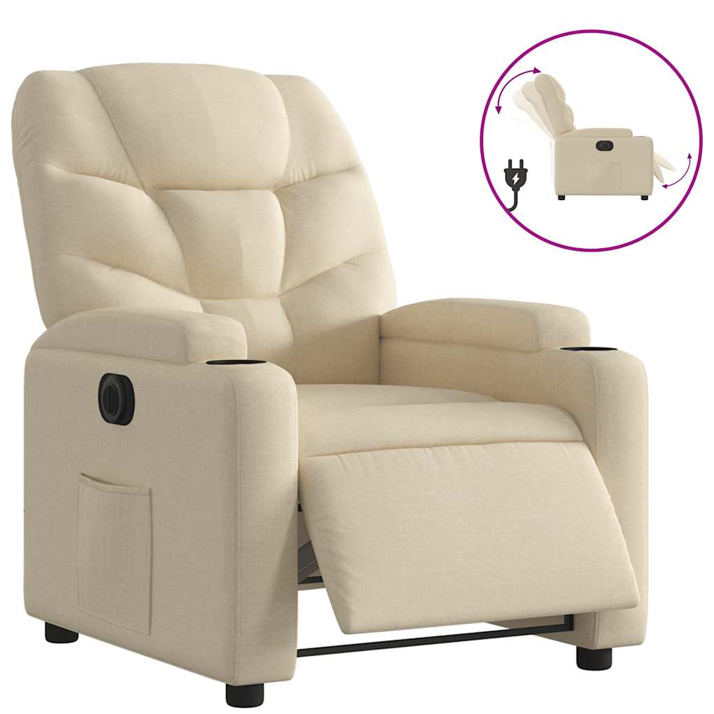 Poltrona Elettrica Reclinabile Crema in Tessuto | homemem39