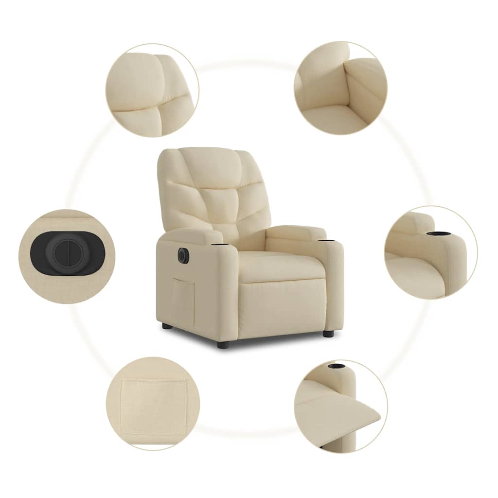 Poltrona Elettrica Reclinabile Crema in Tessuto | homemem39