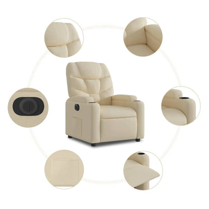 Poltrona Elettrica Reclinabile Crema in Tessuto | homemem39