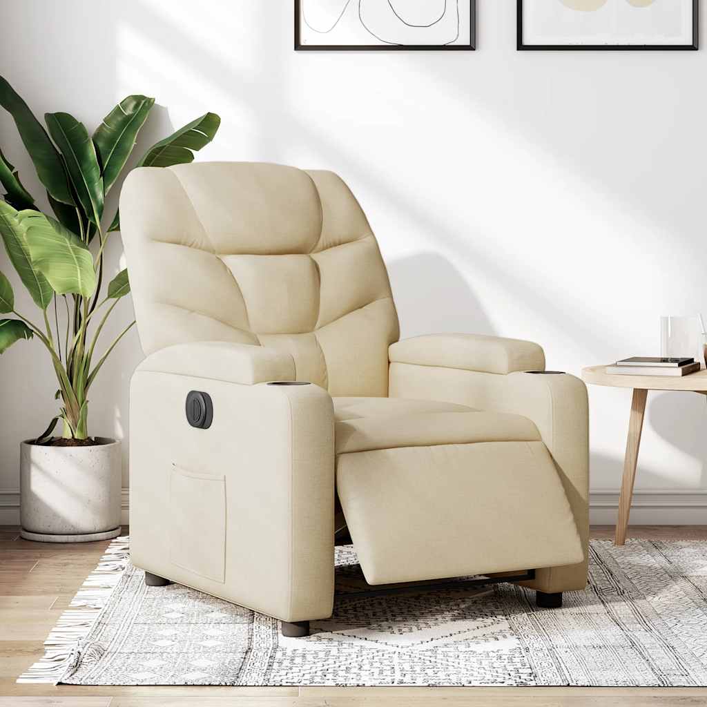 Poltrona Elettrica Reclinabile Crema in Tessuto | homemem39