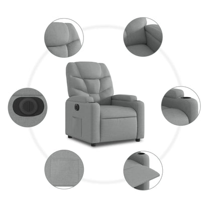 Poltrona Reclinante Alzapersona Elettrica Grigio Chiaro Tessuto - homemem39