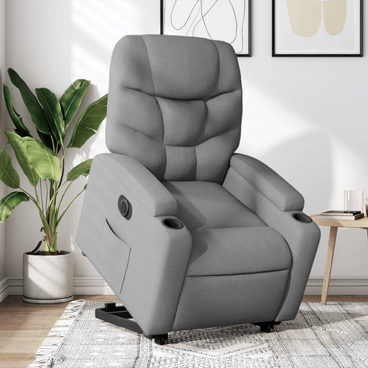 Poltrona Reclinante Alzapersona Elettrica Grigio Chiaro Tessuto - homemem39