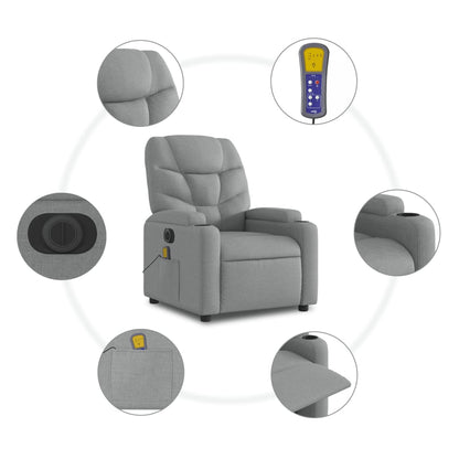 Poltrona Alzapersona Massaggi Elettrica Grigio Chiaro Tessuto | homemem39