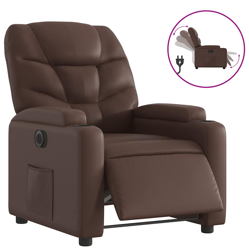 Poltrona Reclinabile Elettrica Marrone in Similpelle | homemem39