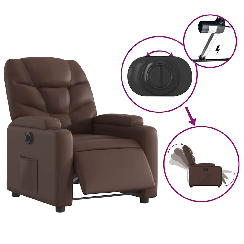 Poltrona Reclinabile Elettrica Marrone in Similpelle | homemem39