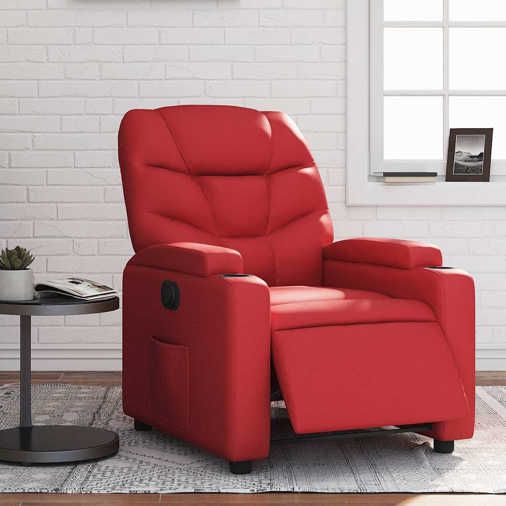 Poltrona Reclinabile Elettrica Rossa in Similpelle | homemem39