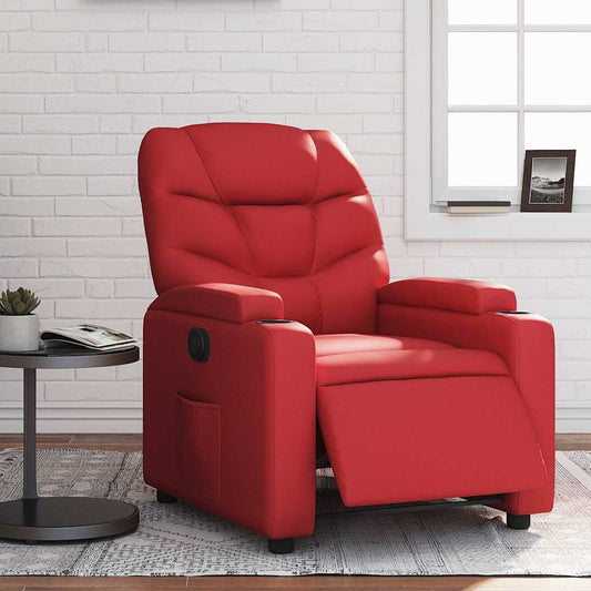 Poltrona Reclinabile Elettrica Rossa in Similpelle | homemem39