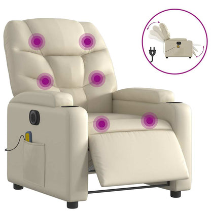 Poltrona Massaggiante Elettrica Reclinabile Crema Similpelle | homemem39