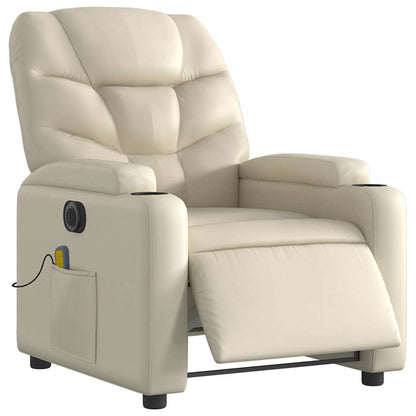Poltrona Massaggiante Elettrica Reclinabile Crema Similpelle | homemem39
