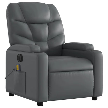 Poltrona Massaggiante Elettrica Reclinabile Grigio Similpelle - homemem39