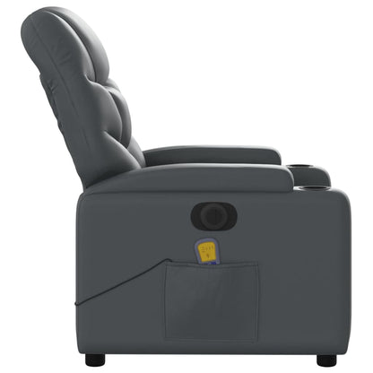 Poltrona Massaggiante Elettrica Reclinabile Grigio Similpelle - homemem39
