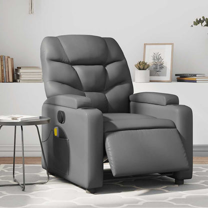 Poltrona Massaggiante Elettrica Reclinabile Grigio Similpelle | homemem39