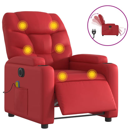 Poltrona Massaggio Elettrica Reclinabile Rosso Similpelle | homemem39