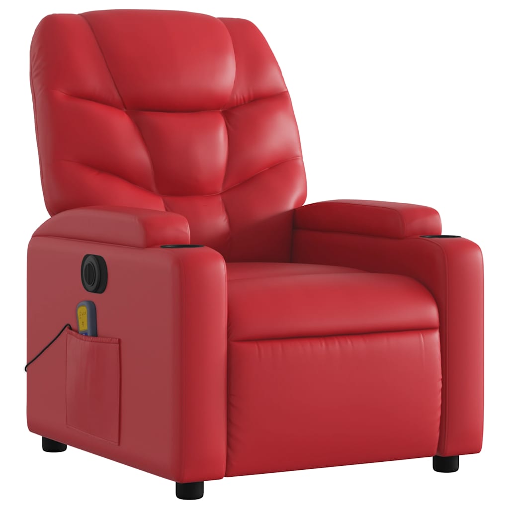 Poltrona Massaggio Elettrica Reclinabile Rosso Similpelle | homemem39