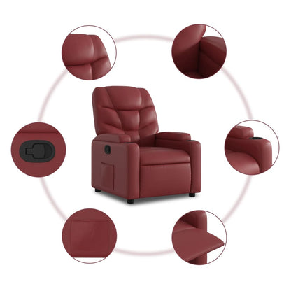 Poltrona Alzapersona Reclinabile Rosso Vino in Similpelle | homemem39