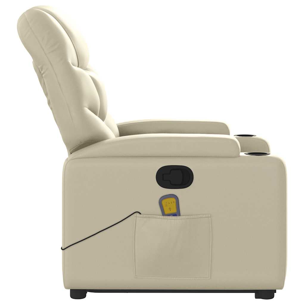 Poltrona Alzapersona Reclinabile Massaggio Crema Similpelle | homemem39