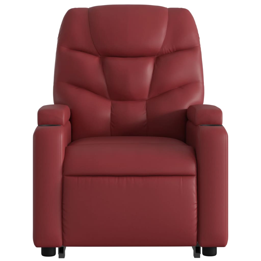 Poltrona Alzapersone Massaggi Reclinabile Rosso Vino Similpelle - homemem39