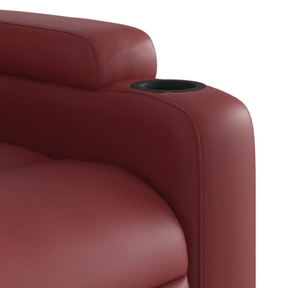 Poltrona Alzapersone Massaggi Reclinabile Rosso Vino Similpelle - homemem39