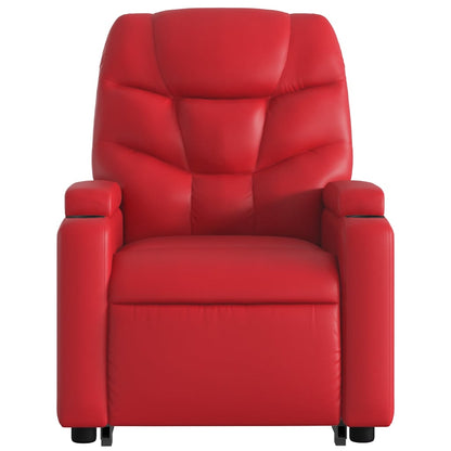 Poltrona Alzapersona Reclinabile Massaggio Rosso in Similpelle | homemem39