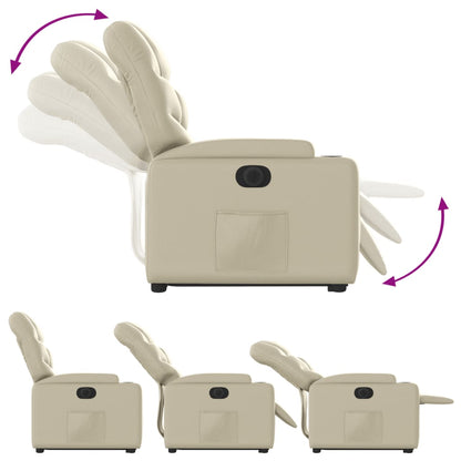 Poltrona Alzapersona Reclinabile Crema in Similpelle - homemem39