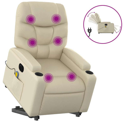Poltrona Alzapersona Elettrica Reclinabile Crema in Similpelle | homemem39