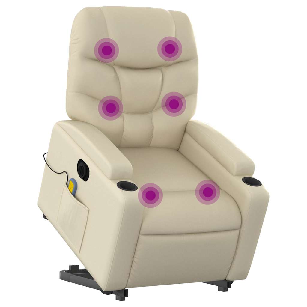 Poltrona Alzapersona Elettrica Reclinabile Crema in Similpelle | homemem39
