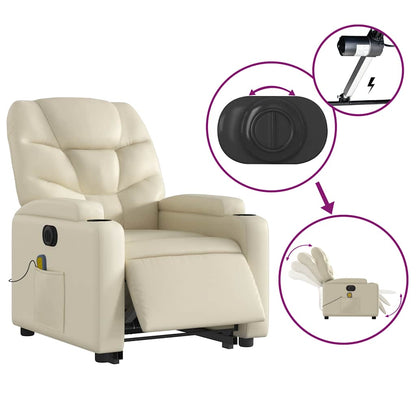 Poltrona Alzapersona Elettrica Reclinabile Crema in Similpelle | homemem39