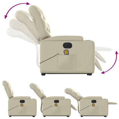 Poltrona Alzapersona Elettrica Reclinabile Crema in Similpelle - homemem39