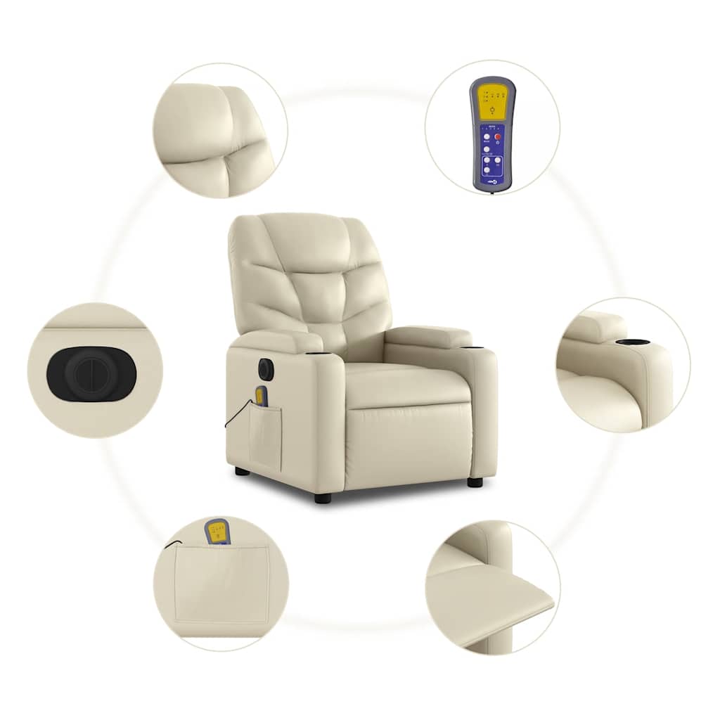 Poltrona Alzapersona Elettrica Reclinabile Crema in Similpelle | homemem39