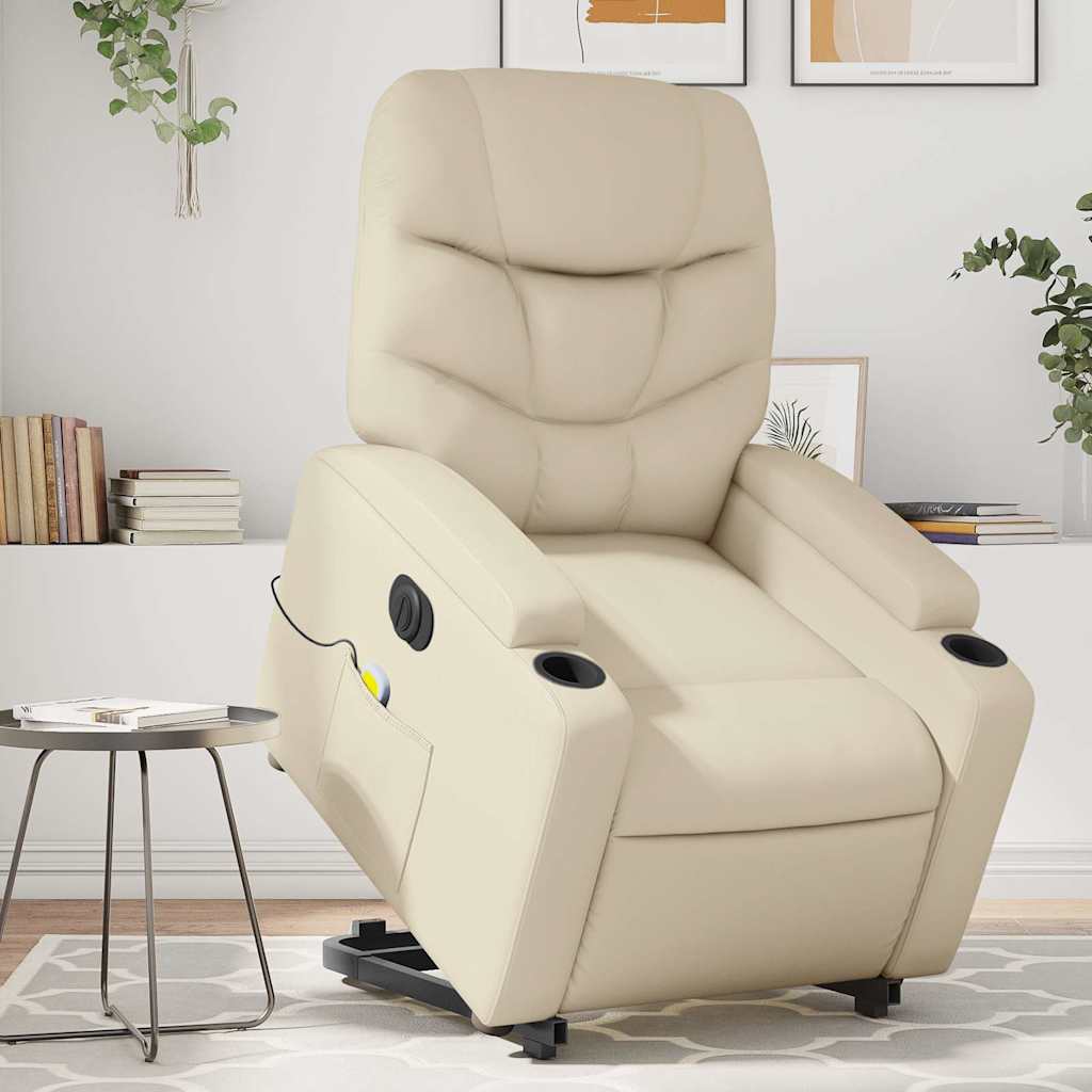 Poltrona Alzapersona Elettrica Reclinabile Crema in Similpelle | homemem39