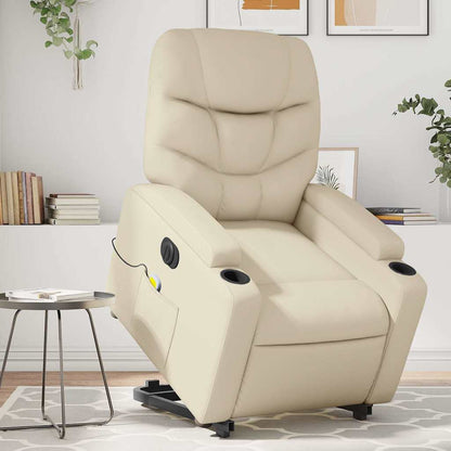 Poltrona Alzapersona Elettrica Reclinabile Crema in Similpelle | homemem39