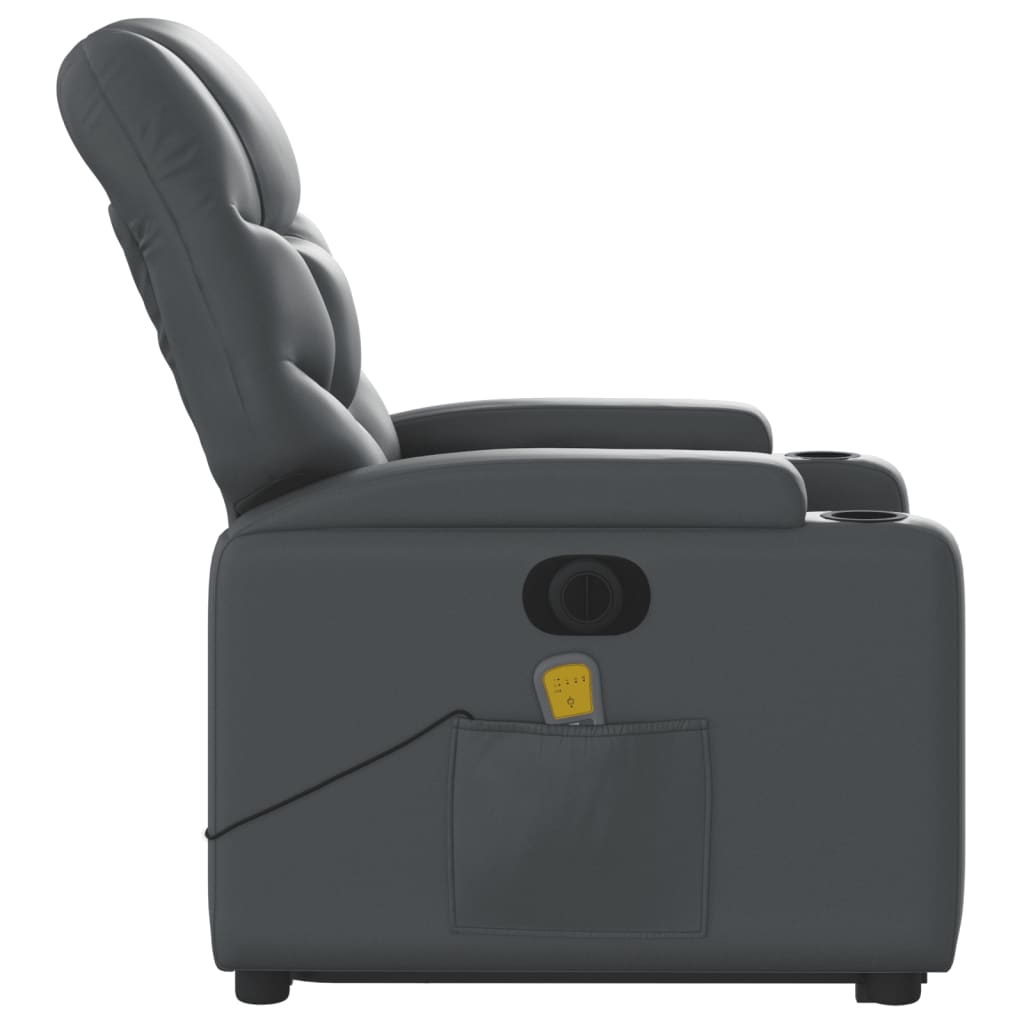 Poltrona Alzapersona Elettrica Reclinabile Grigio in Similpelle - homemem39