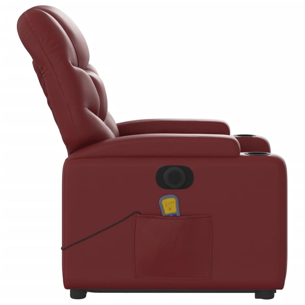 Poltrona Alzapersona Reclinabile Rosso Vino in Similpelle - homemem39