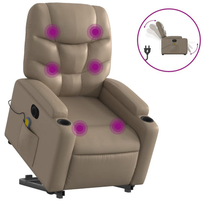 Poltrona Alzapersona Massaggio Elettrica Cappuccino Similpelle | homemem39