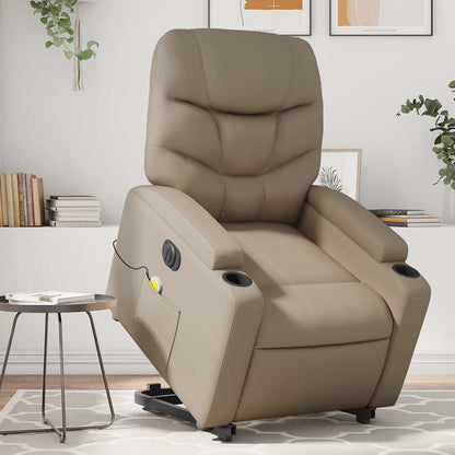 Poltrona Alzapersona Massaggio Elettrica Cappuccino Similpelle | homemem39