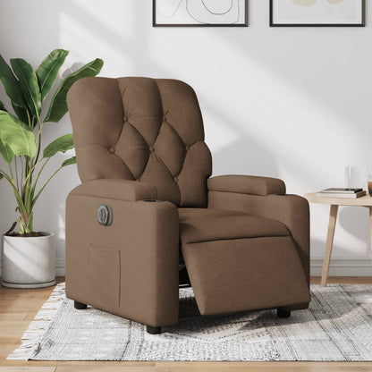Poltrona Elettrica Reclinabile Marrone in Tessuto | homemem39