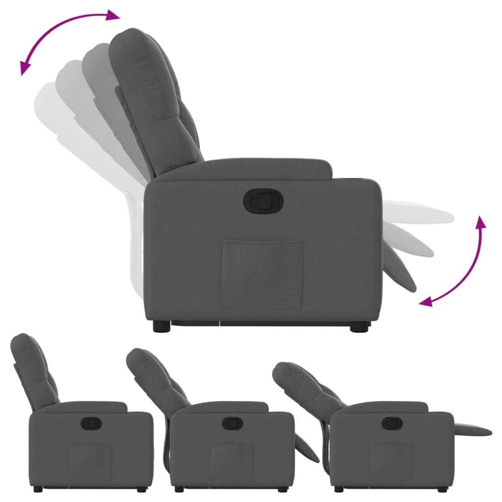 Poltrona Alzapersona Reclinabile Grigio Scuro in Tessuto | homemem39