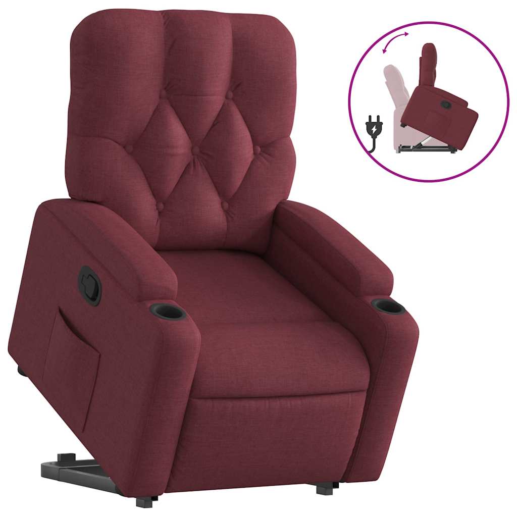 Poltrona Alzapersona Reclinabile Rosso Vino in Tessuto | homemem39