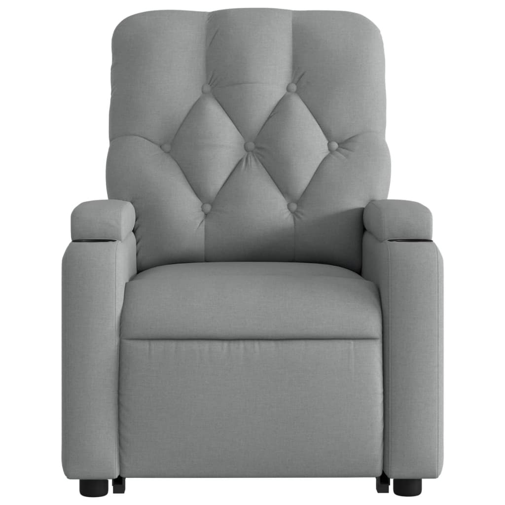 Poltrona Alzapersona Massaggi Reclinabile Grigio Chiaro Tessuto - homemem39
