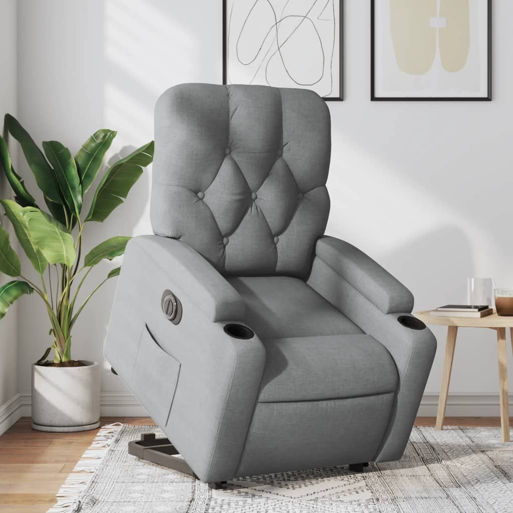 Poltrona Reclinante Alzapersona Elettrica Grigio Chiaro Tessuto | homemem39