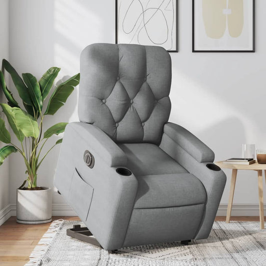 Poltrona Reclinante Alzapersona Elettrica Grigio Chiaro Tessuto | homemem39