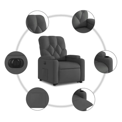 Poltrona Alzapersona Reclinabile Elettrica Grigio Scuro Tessuto | homemem39