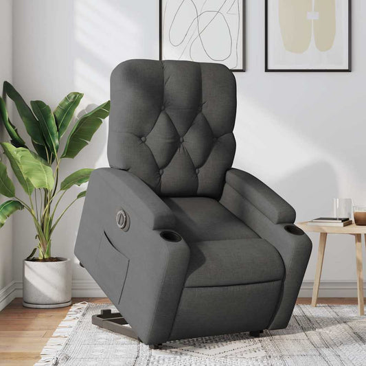 Poltrona Alzapersona Reclinabile Elettrica Grigio Scuro Tessuto | homemem39