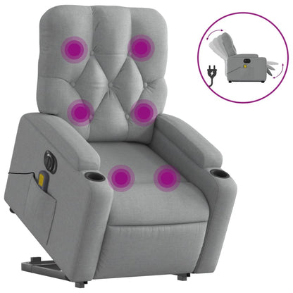 Poltrona Alzapersona Massaggi Elettrica Grigio Chiaro Tessuto - homemem39