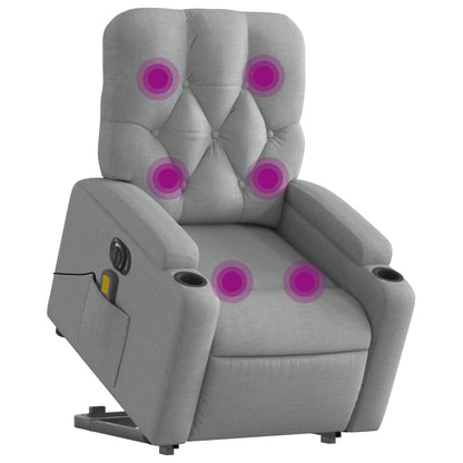 Poltrona Alzapersona Massaggi Elettrica Grigio Chiaro Tessuto - homemem39