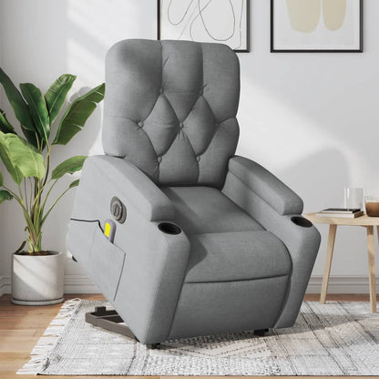 Poltrona Alzapersona Massaggi Elettrica Grigio Chiaro Tessuto | homemem39
