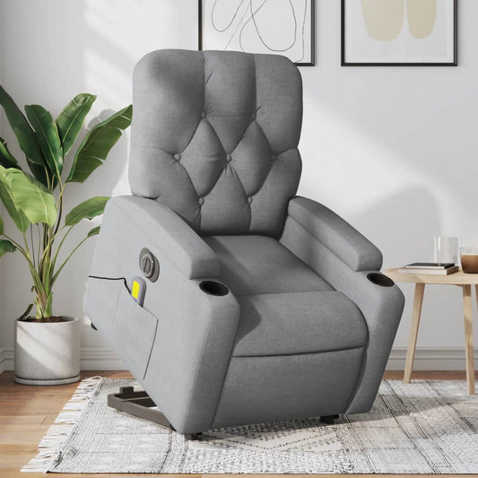 Poltrona Alzapersona Massaggi Elettrica Grigio Chiaro Tessuto | homemem39