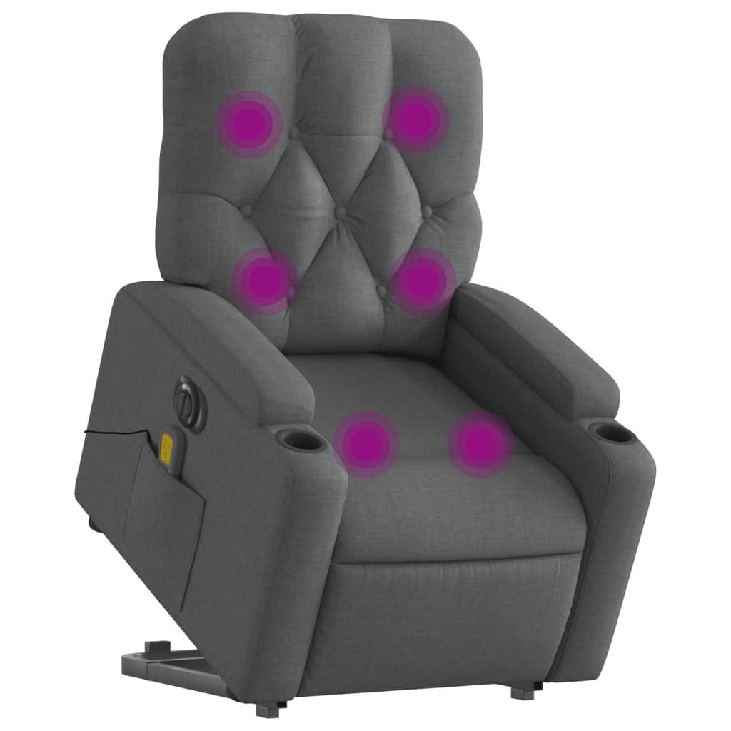 Poltrona Alzapersona Massaggi Elettrica Grigio Scuro Tessuto - homemem39